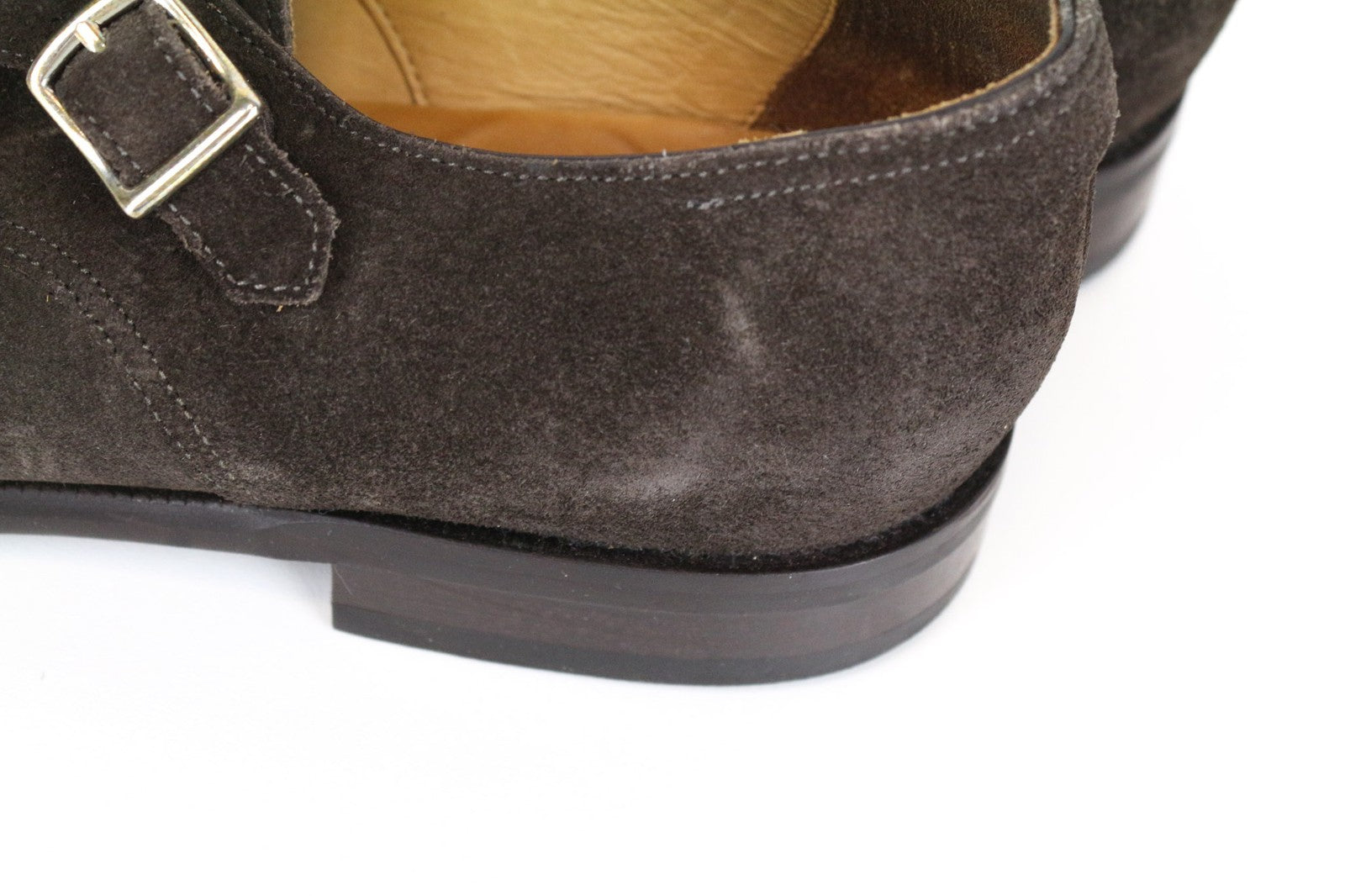 SUITSUPPLY Men's Shoes EU43 Dark Brown Suede Leather Double Monk Strap Formal