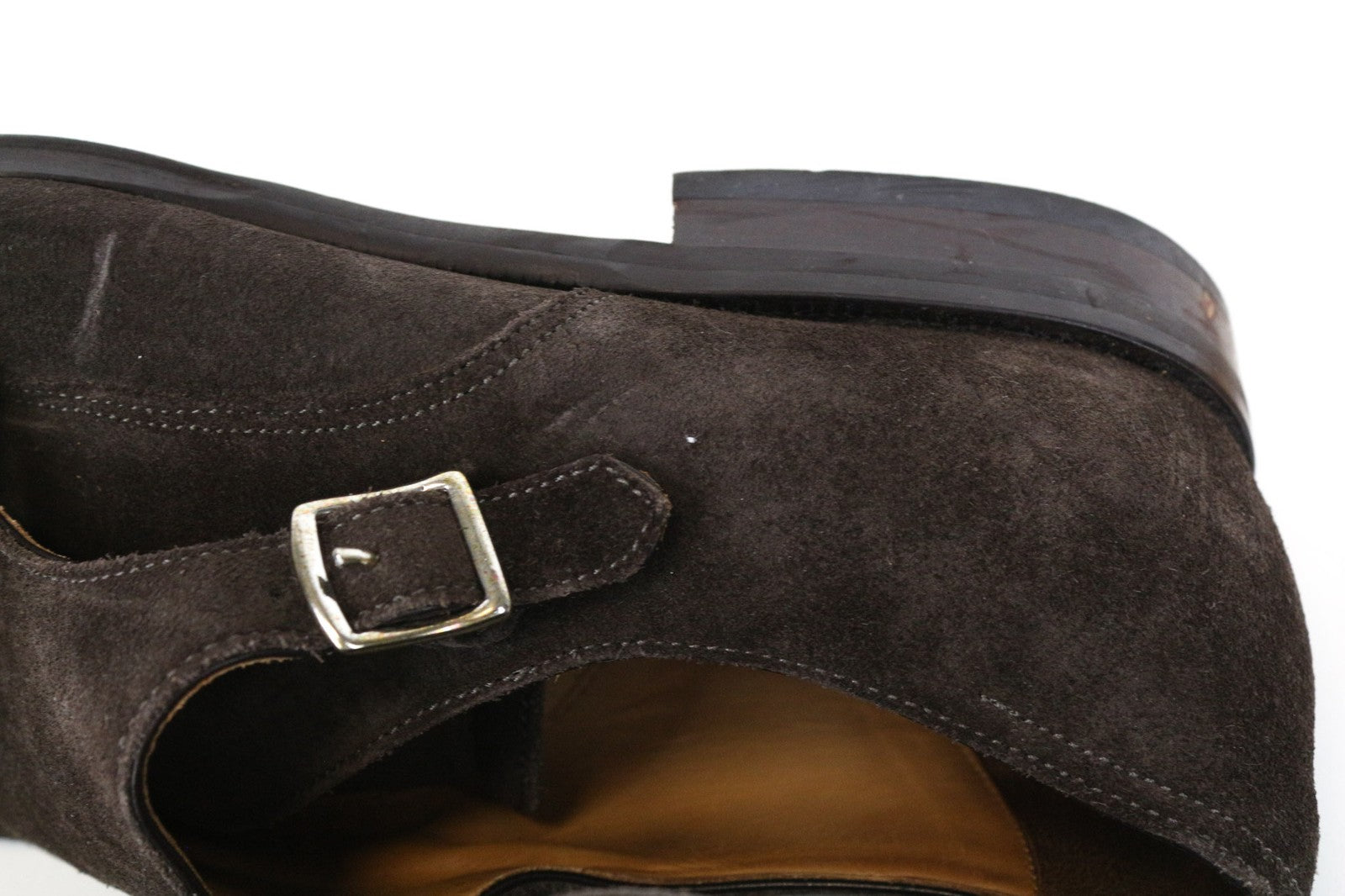 SUITSUPPLY Men's Shoes EU43 Dark Brown Suede Leather Double Monk Strap Formal