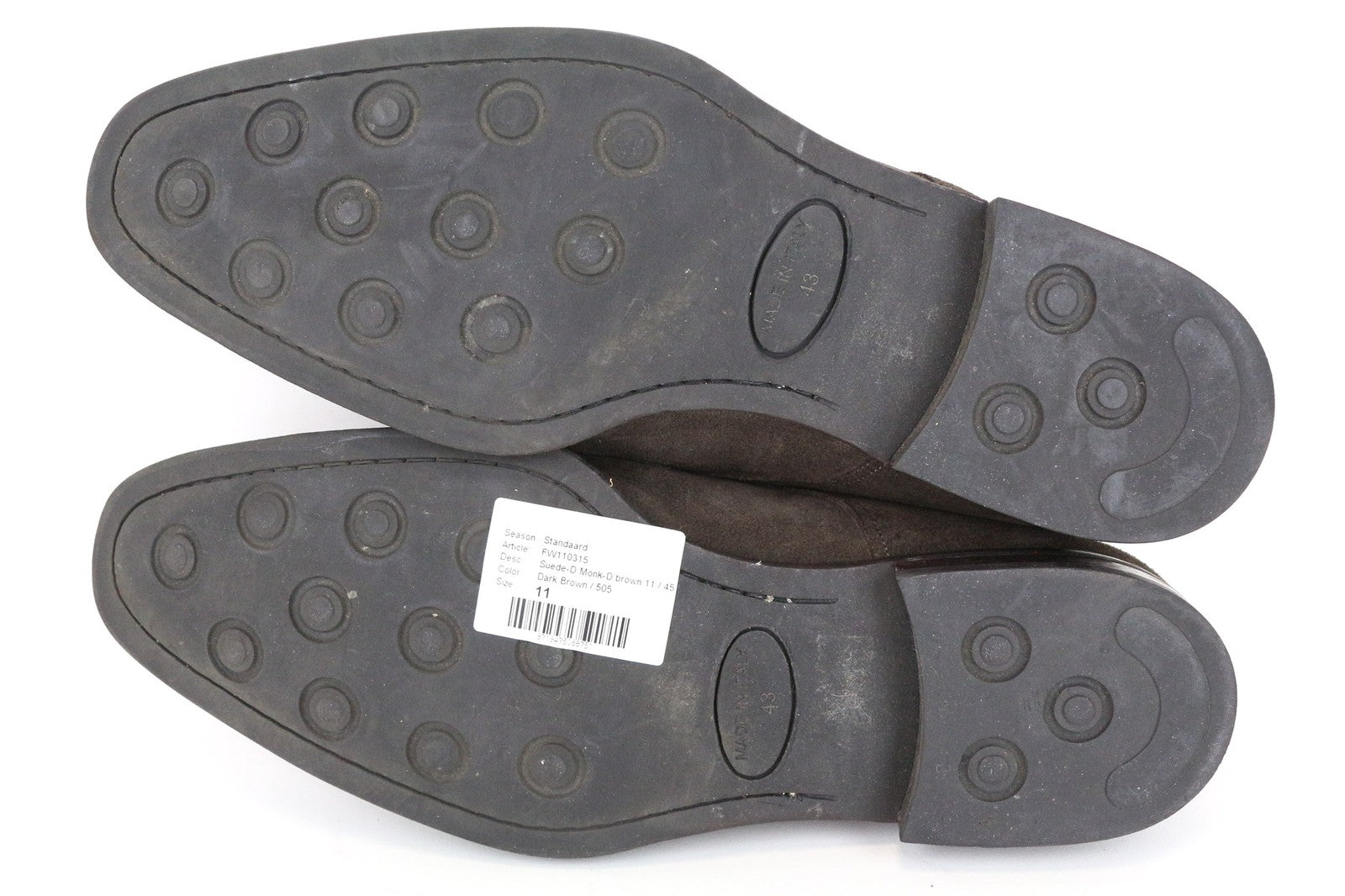 SUITSUPPLY Men's Shoes EU43 Dark Brown Suede Leather Double Monk Strap Formal