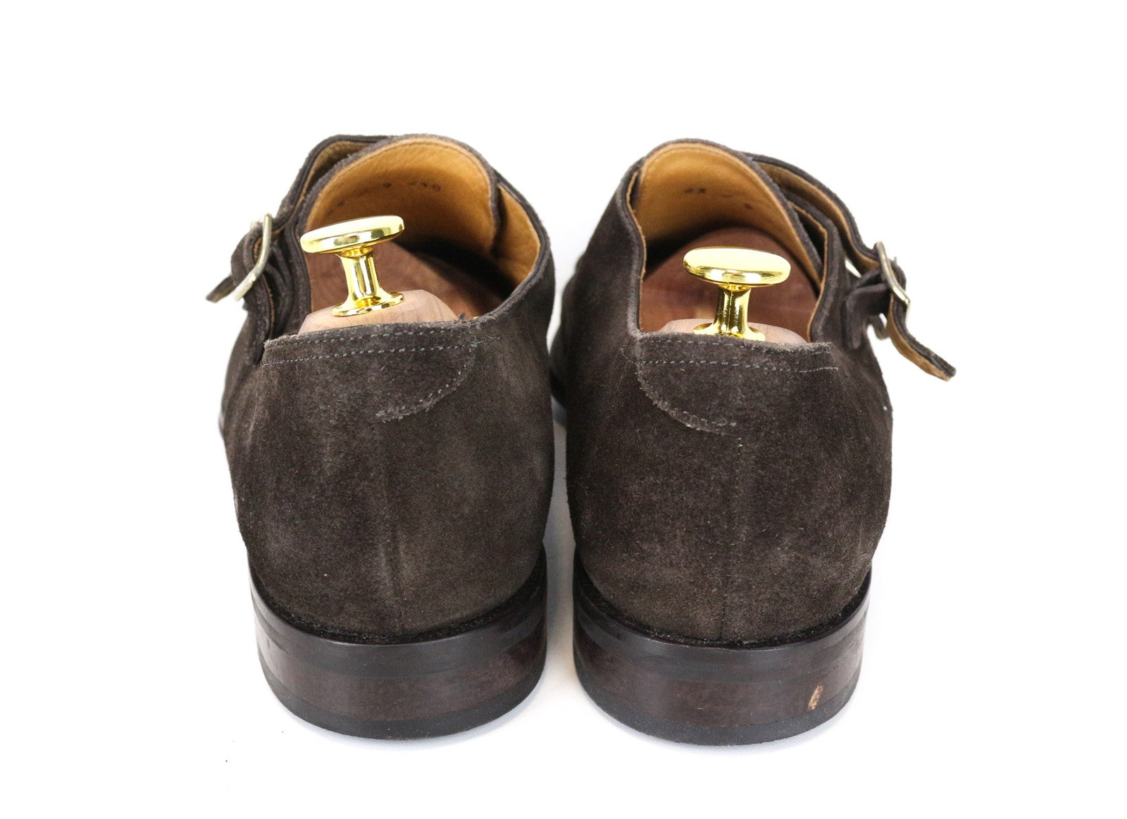 SUITSUPPLY Men's Shoes EU43 Dark Brown Suede Leather Double Monk Strap Formal