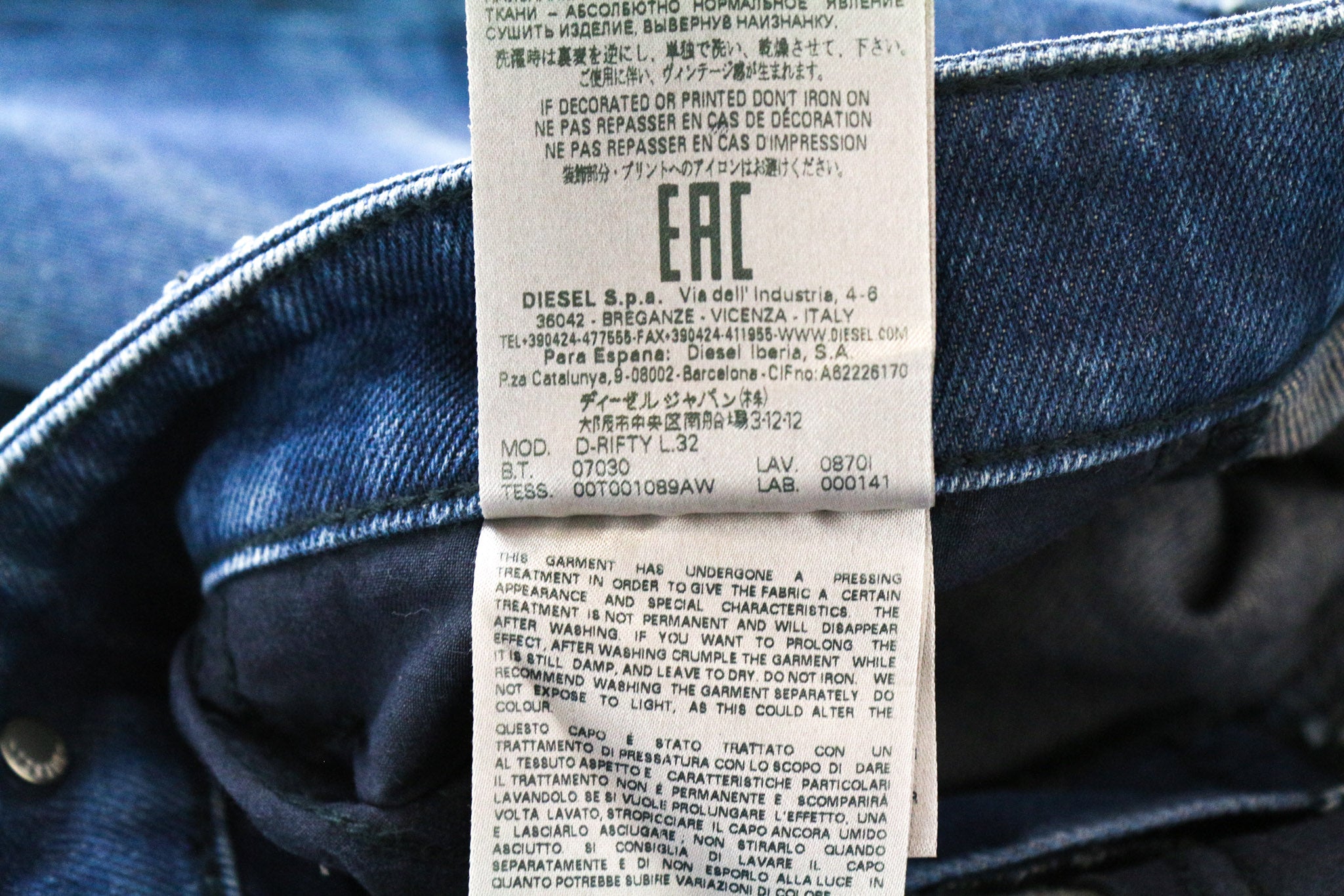 DIESEL D-Rifty 0870I Women's Jeans W26/L32 Blue Slim Fit Stretch Low Waist Zip