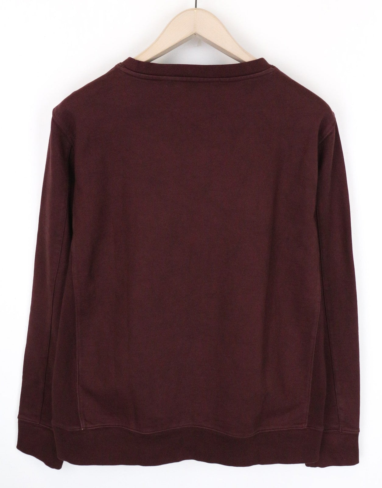 REPLAY Men's Sweatshirt L Burgundy Red Long Sleeve Logo Pullover Pure Cotton