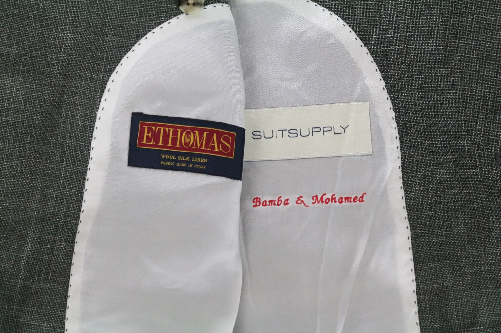 SUITSUPPLY La Spalla Men's Suit UK38L Green Wool Silk Linen 2Pc Single-Breast