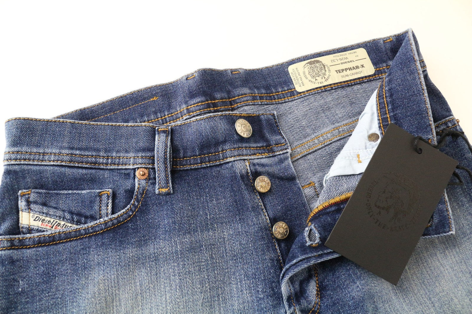 DIESEL Tepphar-X 0870H Men's W26/L32 Blue Boys Carrot Fit Stretch Aged Look