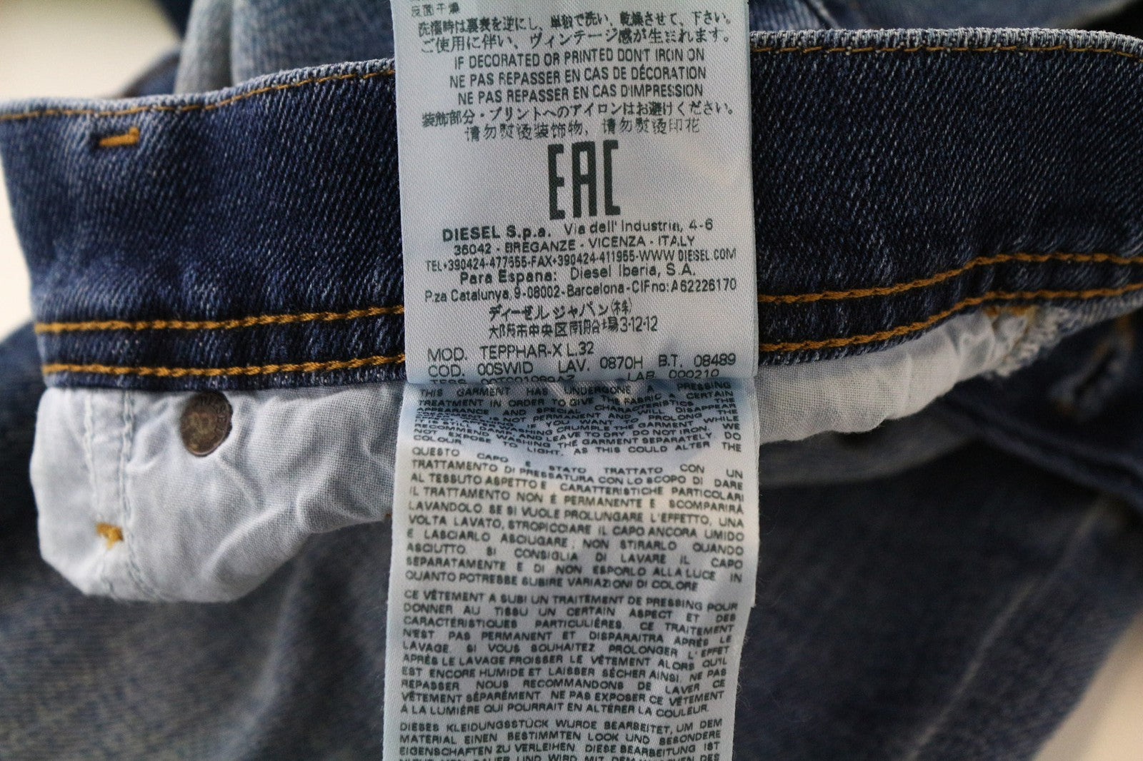 DIESEL Tepphar-X 0870H Men's W26/L32 Blue Boys Carrot Fit Stretch Aged Look