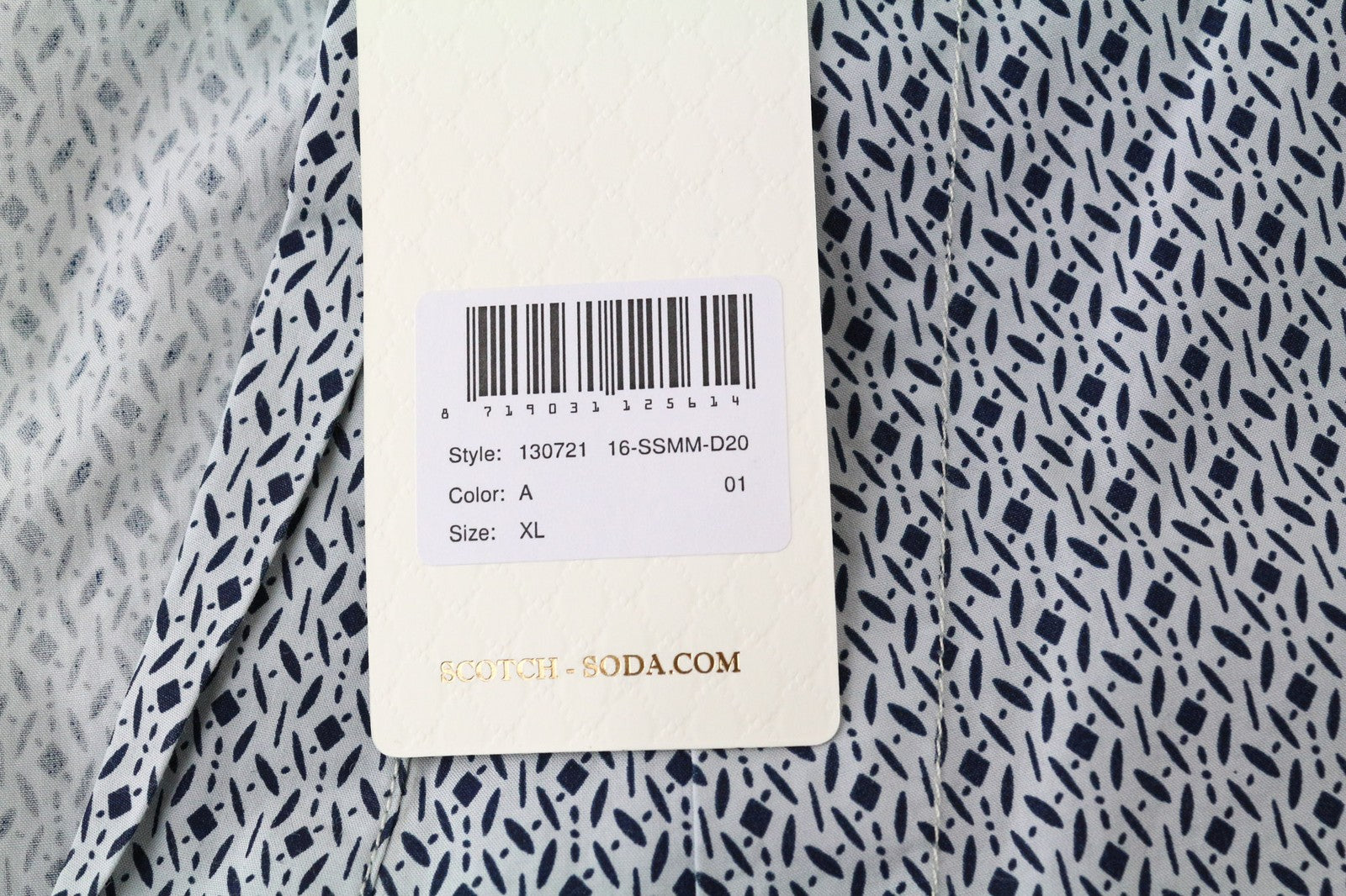 SCOTCH & SODA Ams Couture Men's XL White Blue Pure Cotton V-Neck Button-Up