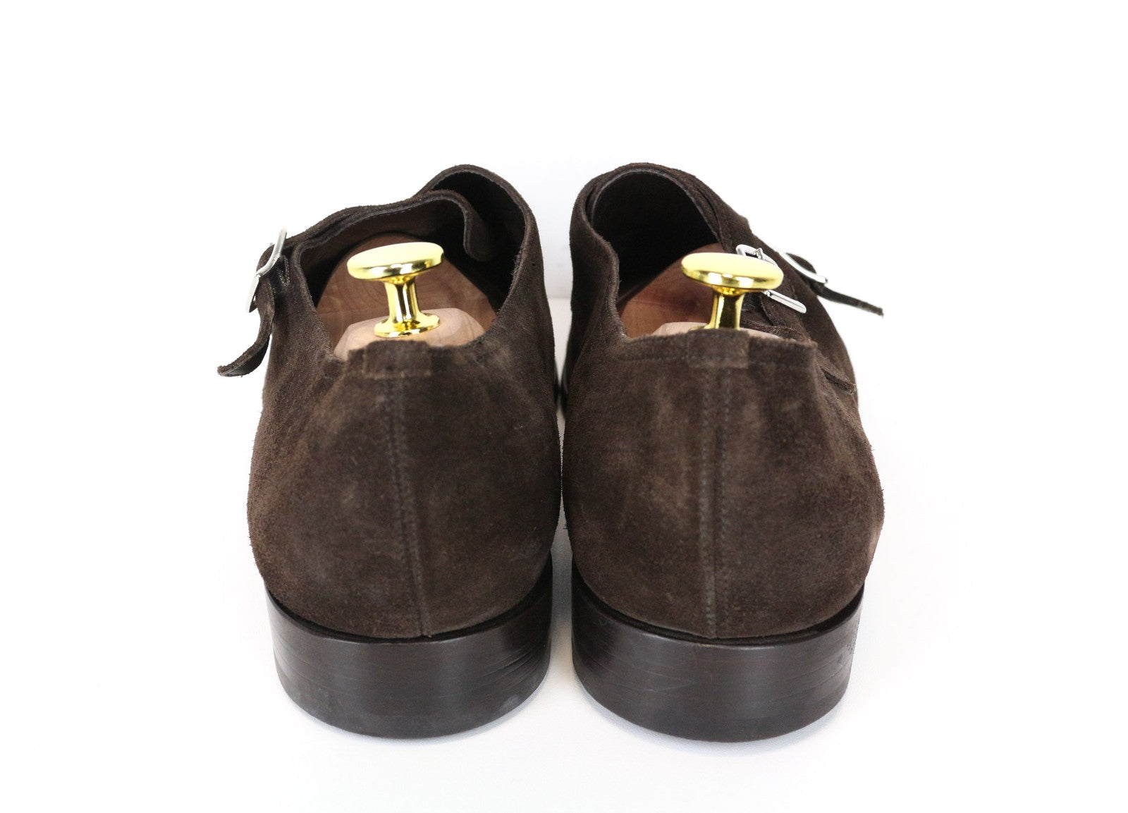 SUITSUPPLY Men's EU44.5 Brown Suede Leather Formal Low-Top Double Buckle Shoes