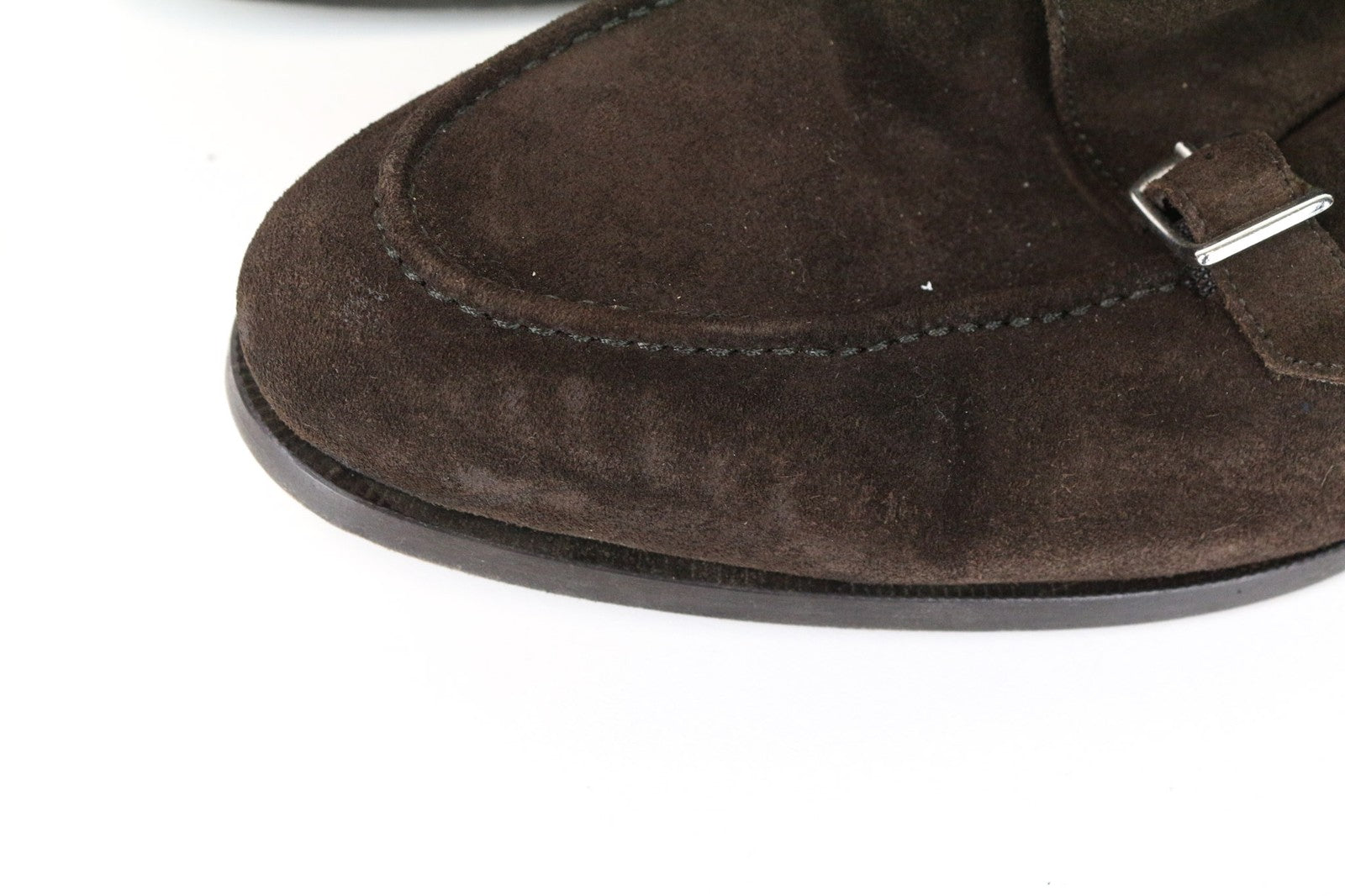 SUITSUPPLY Men's EU44.5 Brown Suede Leather Formal Low-Top Double Buckle Shoes