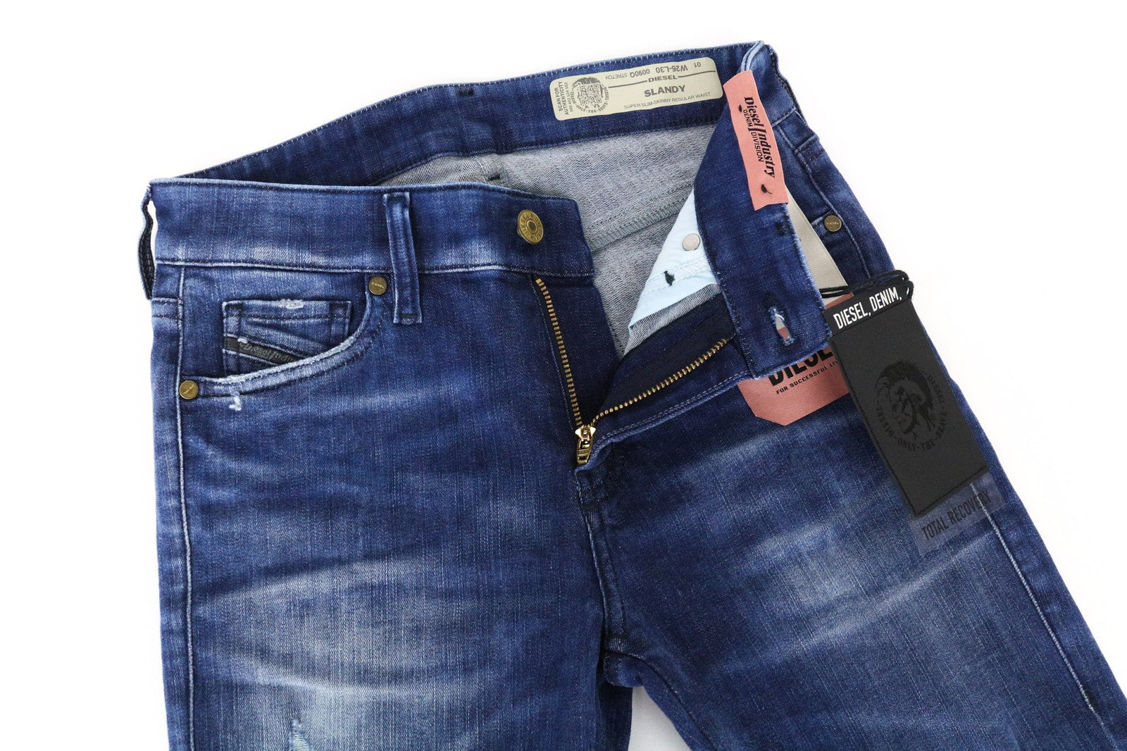 DIESEL Slandy 0090Q Women's W26/L30 Blue Super Slim Skinny Stretch Cotton Jeans