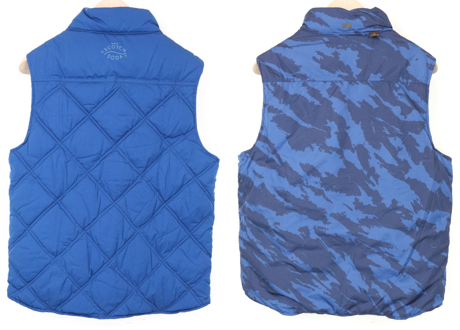 SCOTCH & SODA Ams Couture Waistcoat Men's M Blue Reversible Patterned Padd Vest