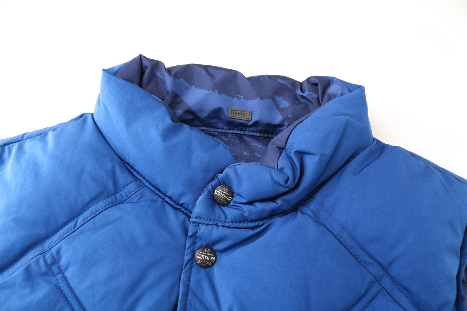 SCOTCH & SODA Ams Couture Waistcoat Men's M Blue Reversible Patterned Padd Vest