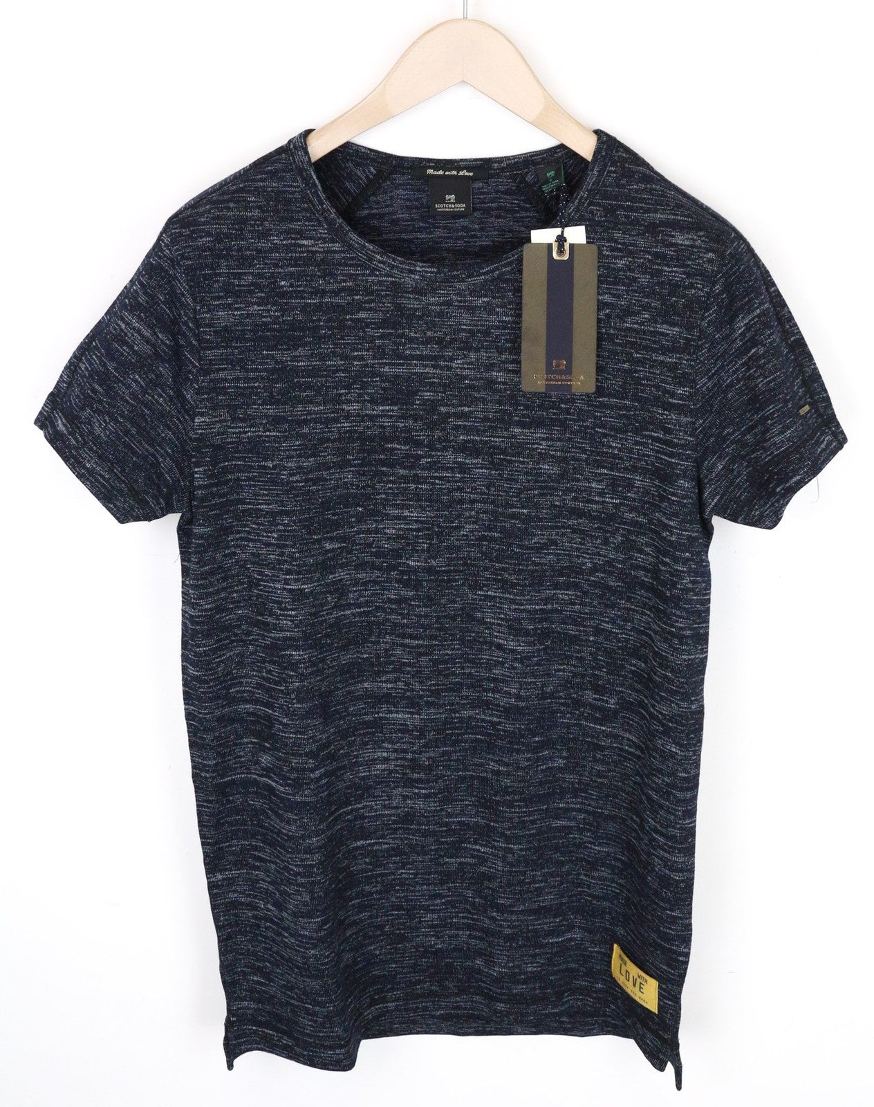 SCOTCH & SODA Ams Couture Men's S Blue Cotton Stretch Tee Short Sleeves