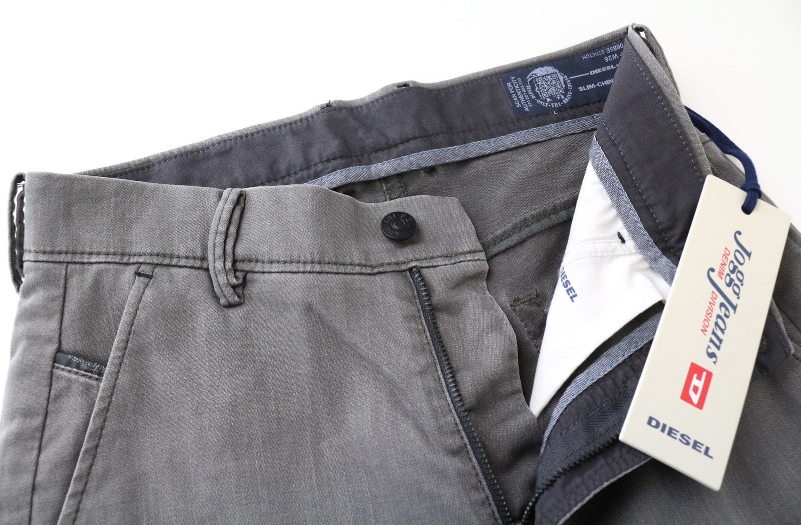 DIESEL Slim-Chino-M-NE 0685E Men's W26 Boys Grey Slim Stretch Sweat Jogg Denim