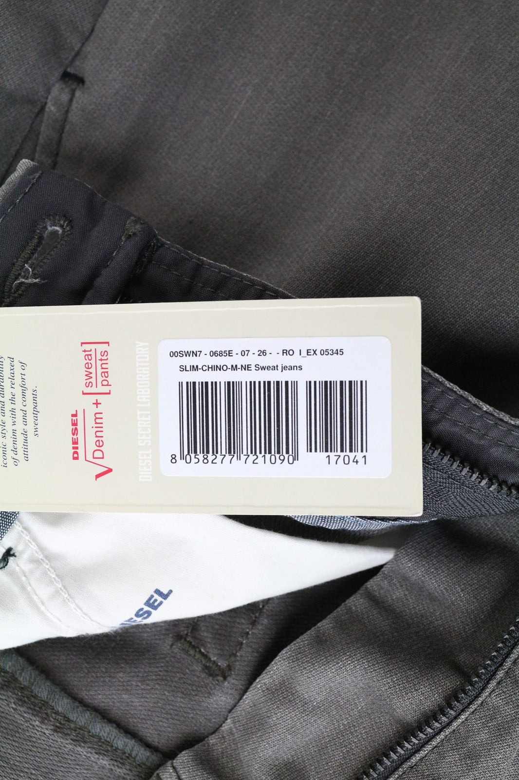 DIESEL Slim-Chino-M-NE 0685E Men's W26 Boys Grey Slim Stretch Sweat Jogg Denim