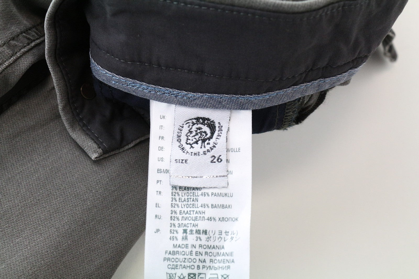 DIESEL Slim-Chino-M-NE 0685E Men's W26 Boys Grey Slim Stretch Sweat Jogg Denim