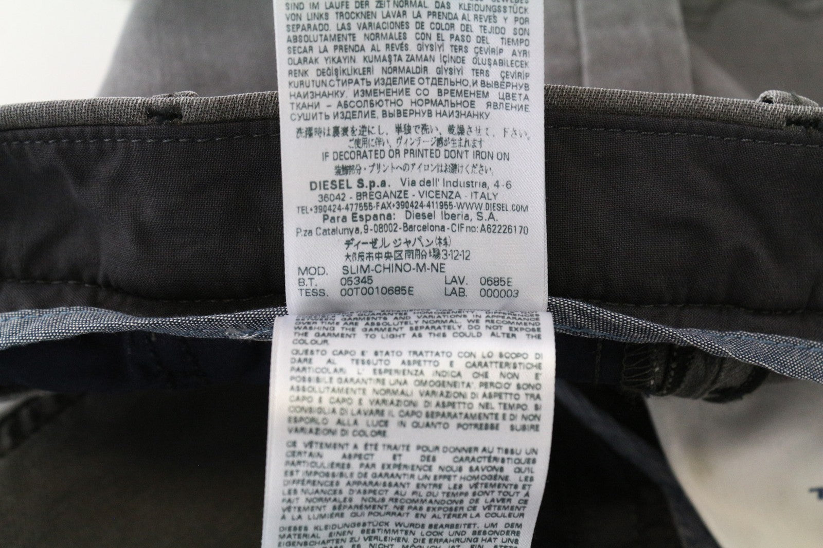 DIESEL Slim-Chino-M-NE 0685E Men's W26 Boys Grey Slim Stretch Sweat Jogg Denim