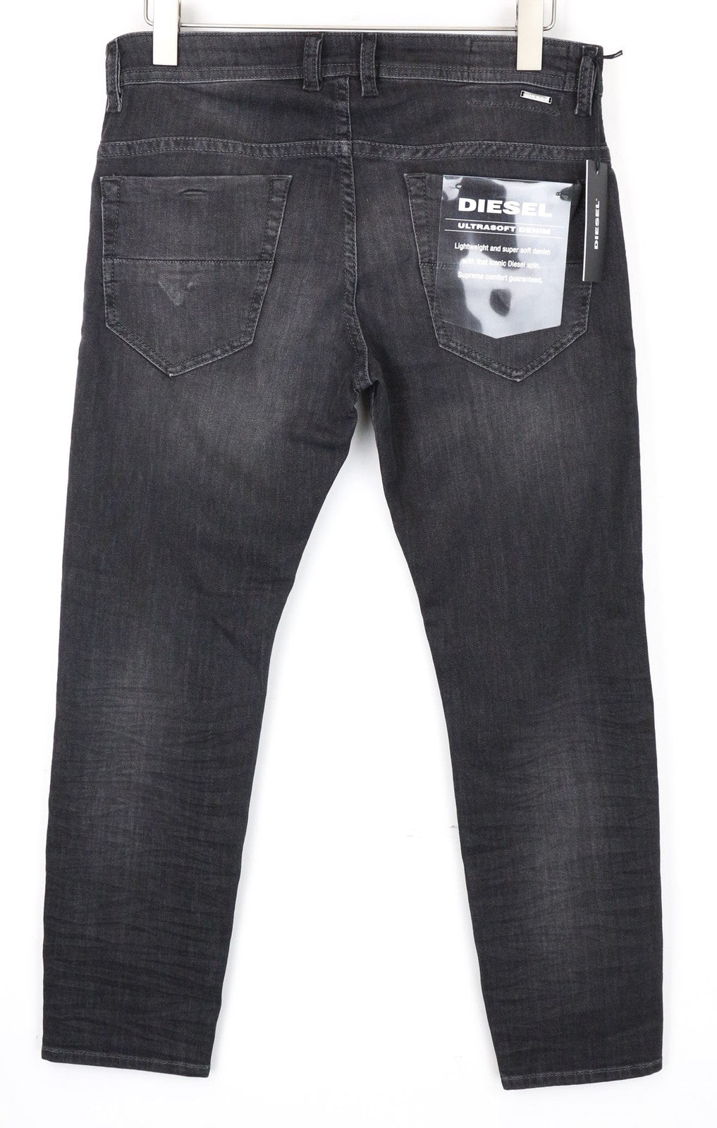 DIESEL Thommer 0687J Men's W32/L30 Grey Slim-Skinny Washed Cotton Stretch Jeans