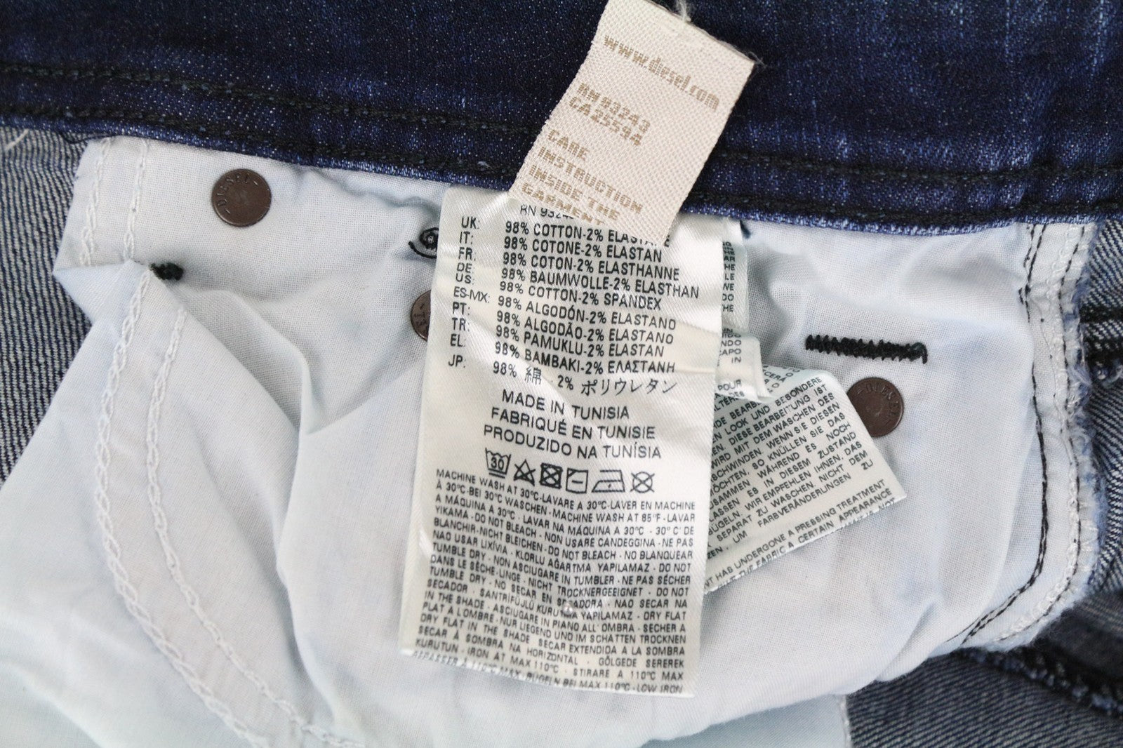 DIESEL Waykee 0860Z Men's W27/L32 Dark Blue Boys Straight Fit Cotton Stretch