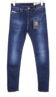 DIESEL Tepphar-X 083AT Men's W26/L32 Boys Blue Slim-Carrot Stain Effect Denim