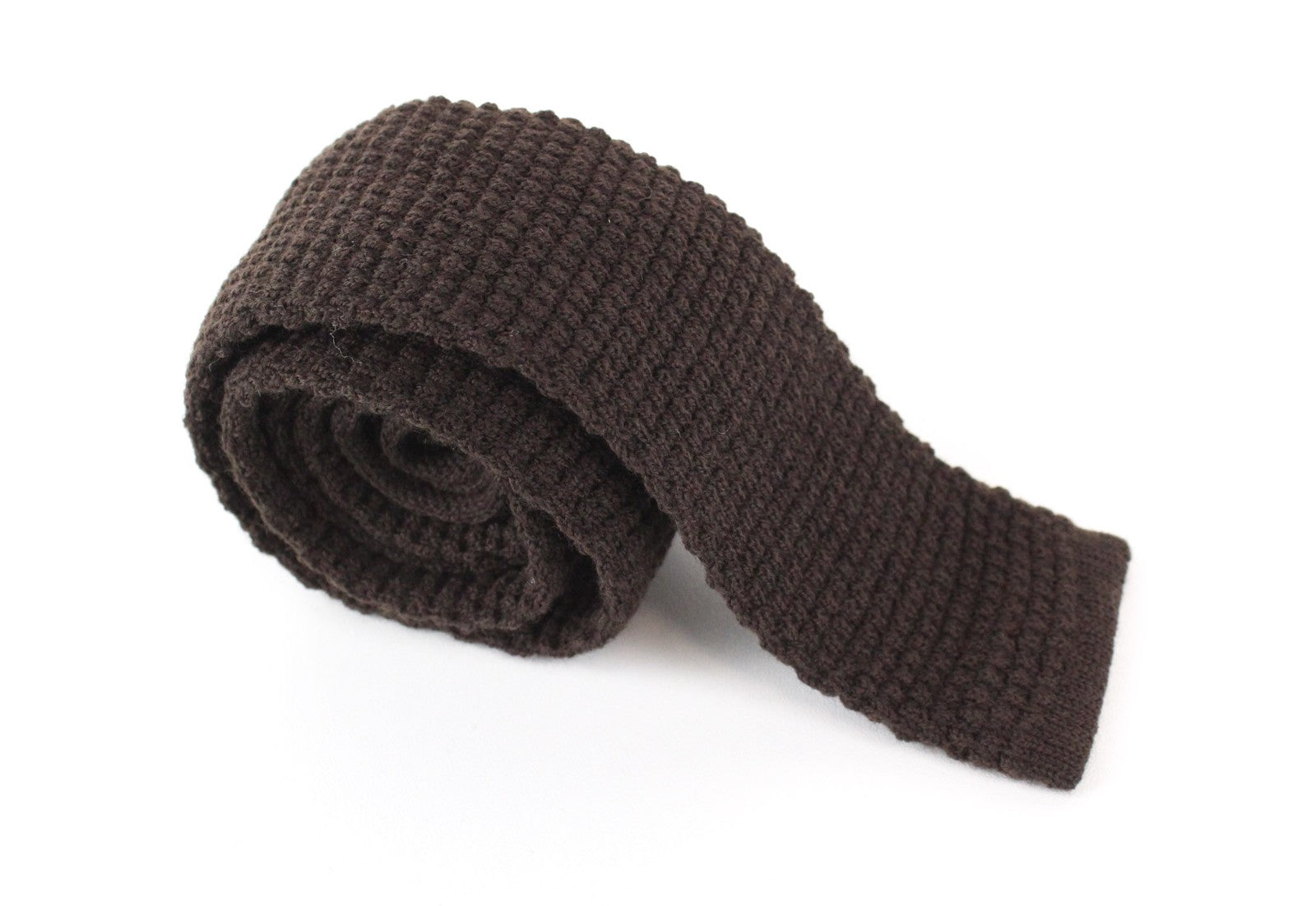 SUITSUPPLY Men's Tie ~150x8 cm Dark Brown Pure Wool Knitted Square-End Formal