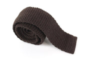 SUITSUPPLY Men's Tie ~150x8 cm Dark Brown Pure Wool Knitted Square-End Formal