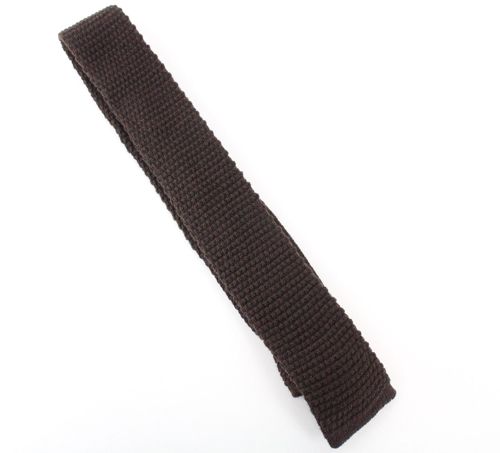 SUITSUPPLY Men's Tie ~150x8 cm Dark Brown Pure Wool Knitted Square-End Formal