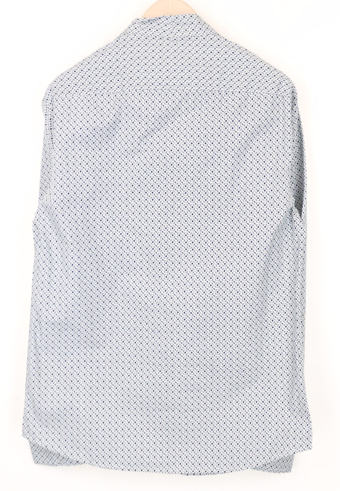 SCOTCH & SODA Ams Couture Men's L White Blue Pure Cotton V-Neck Pleated Shirt