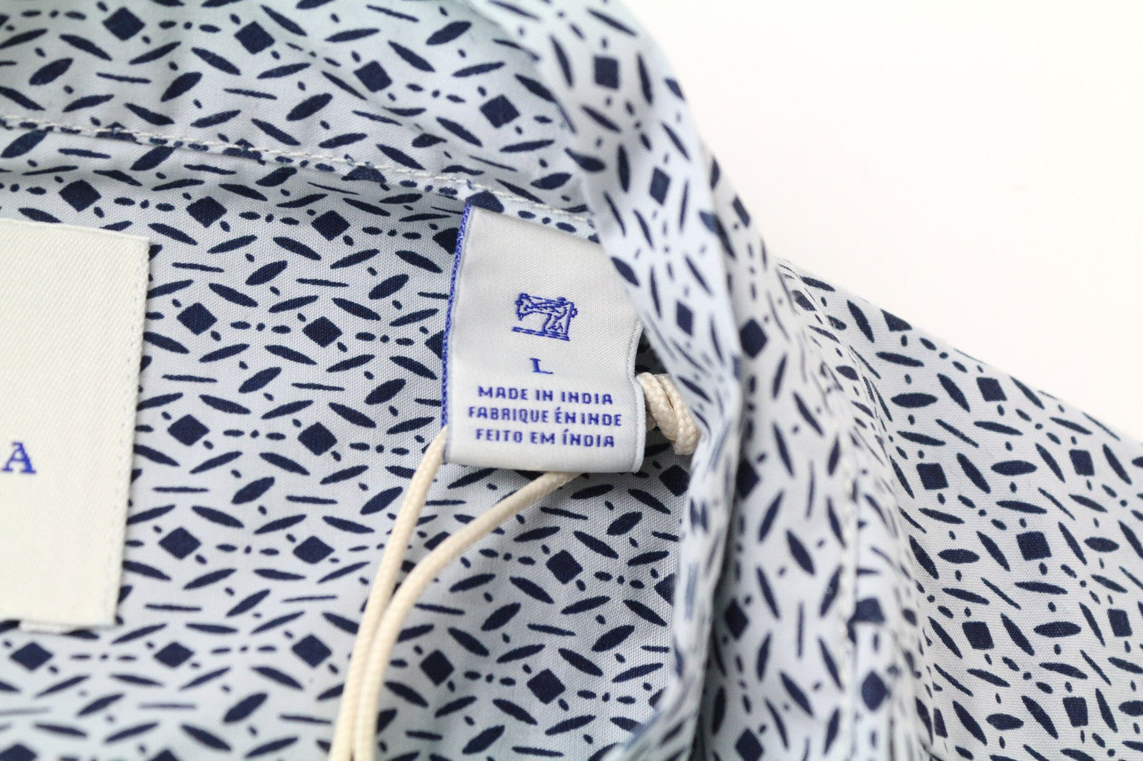 SCOTCH & SODA Ams Couture Men's L White Blue Pure Cotton V-Neck Pleated Shirt