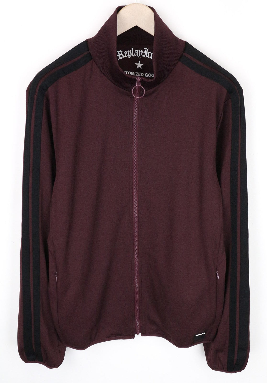 REPLAY Limited Edition Men's XL Burgundy Red Zipped Casual Long Sleeve Sweat