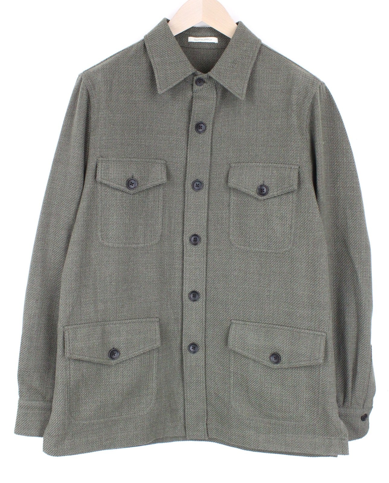 SUITSUPPLY William Men's UK44R Green Wool Cotton Mix Lightweight Casual Jacket