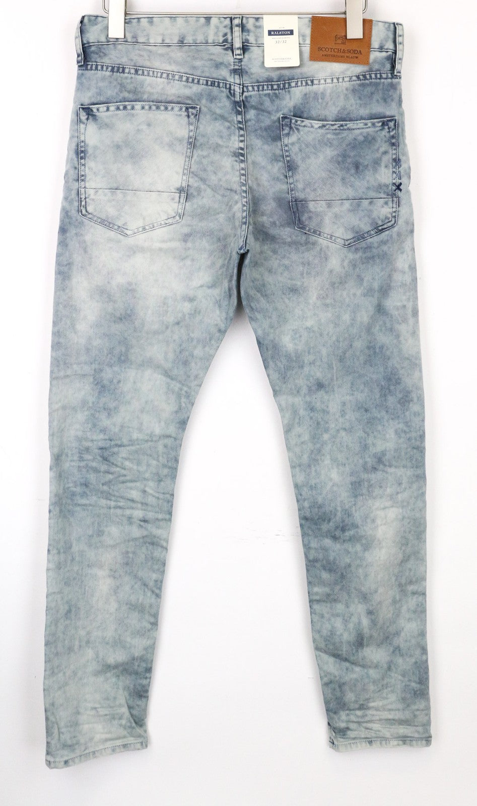 SCOTCH & SODA Ralston Men's W32/L32 Blue Slim Fit Washed Cotton Stretch Jeans