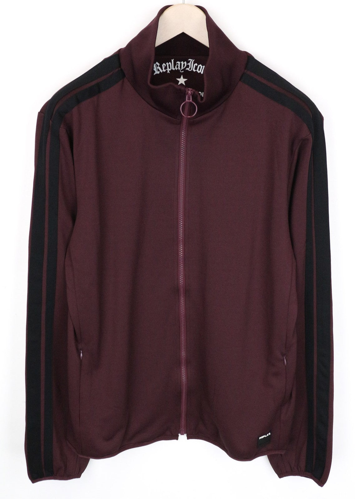 REPLAY Limited Edition Men's XL Burgundy Zip Sweatshirt Long Sleeve Casual