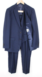 SUITSUPPLY Sienna Men's UK46R Blue Pure Wool Super 130's Lined 3 Piece Formal