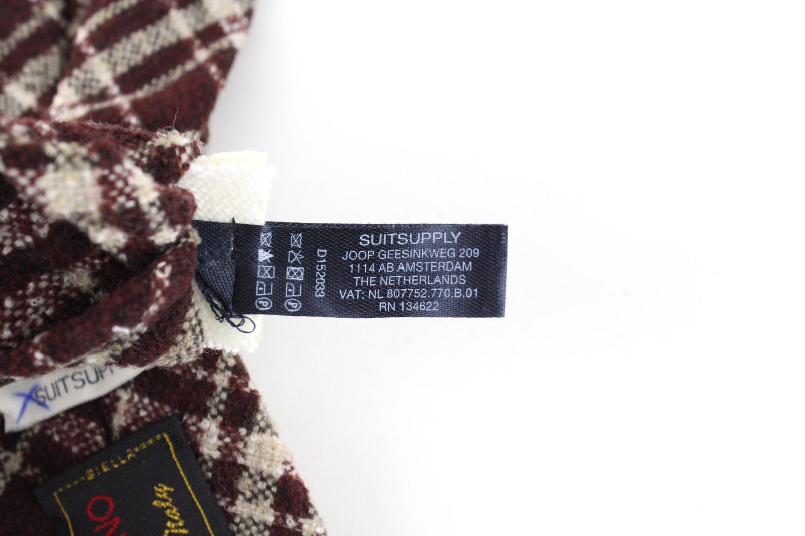 SUITSUPPLY Men's Tie ~150x8 cm Purple Wool Blend Pointed-End Checked Formal