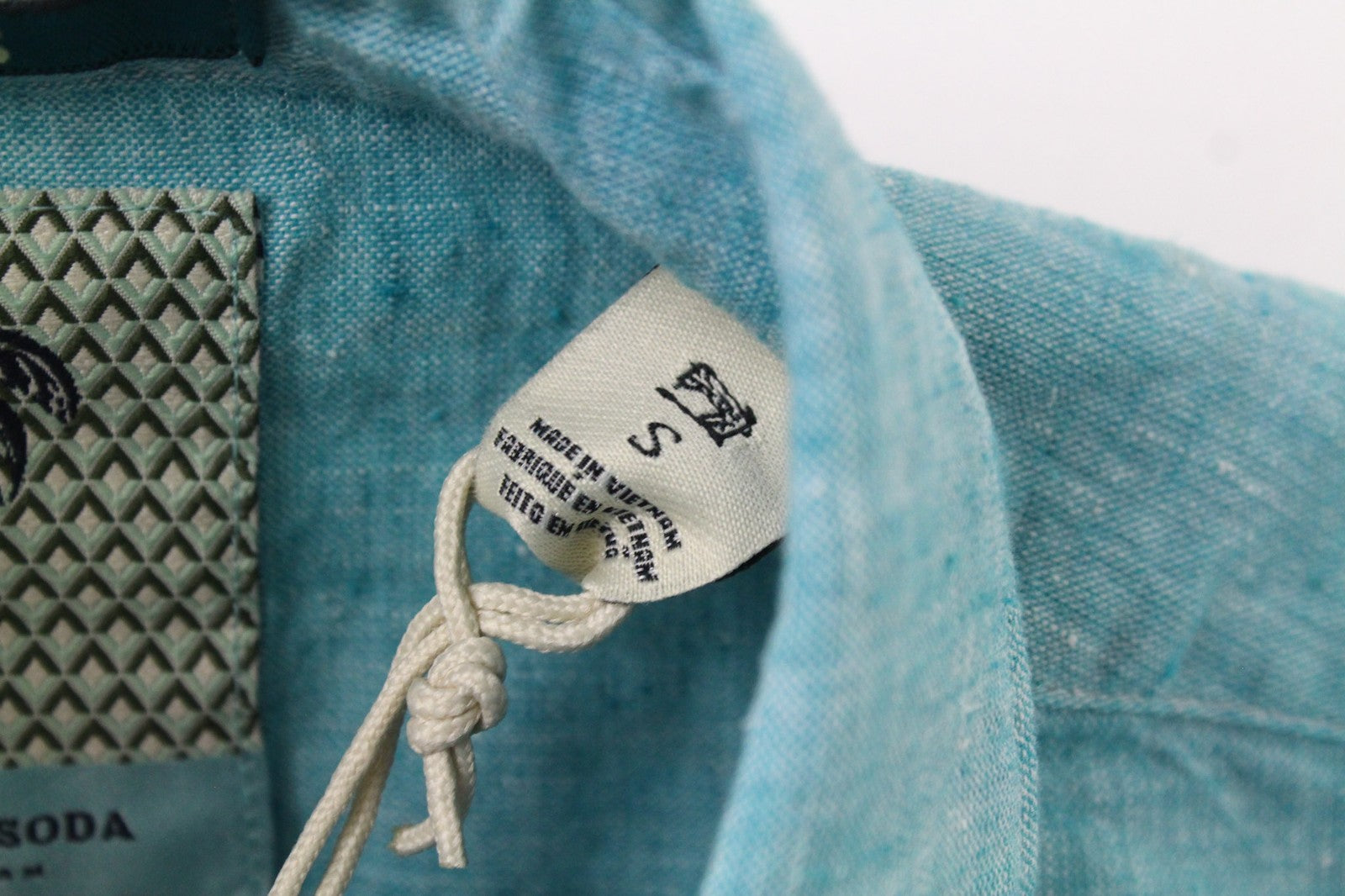 SCOTCH & SODA Men's Shirt S Slim Short Sleeve Green Linen Cotton Blend Melange