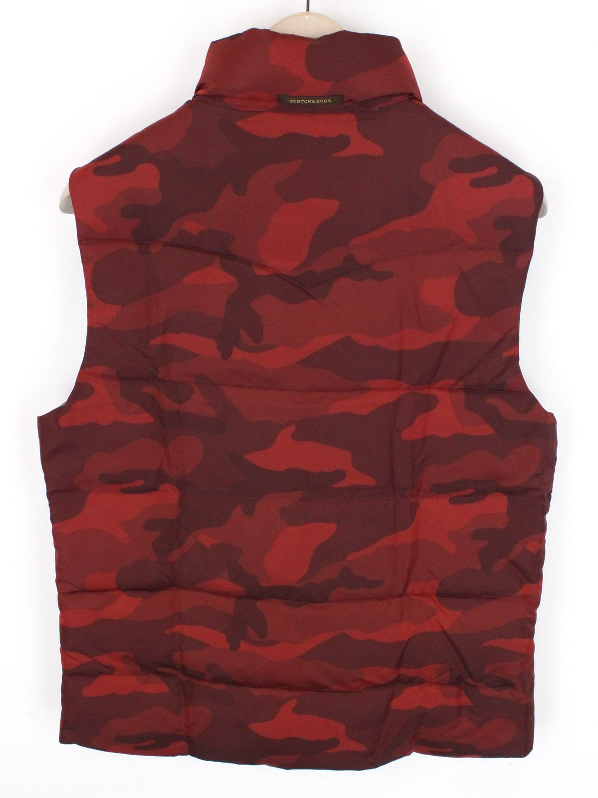 SCOTCH & SODA Men's Vest M Red Quilted Classic Two-Sided Camo Pattern Style