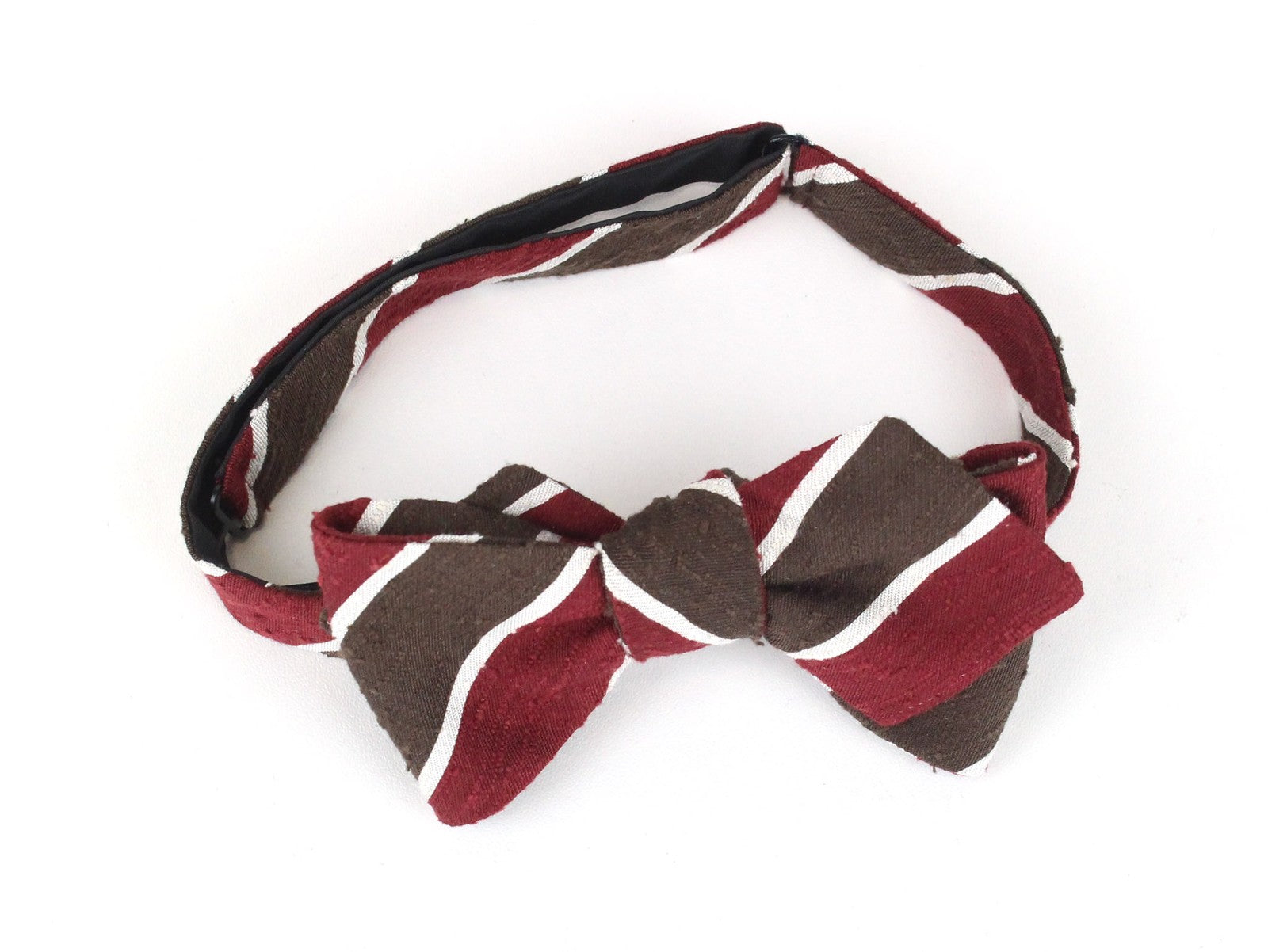 SUITSUPPLY Men's Tie One Size Brown Butterfly Stripe Silk Self-Tie Formal Bow