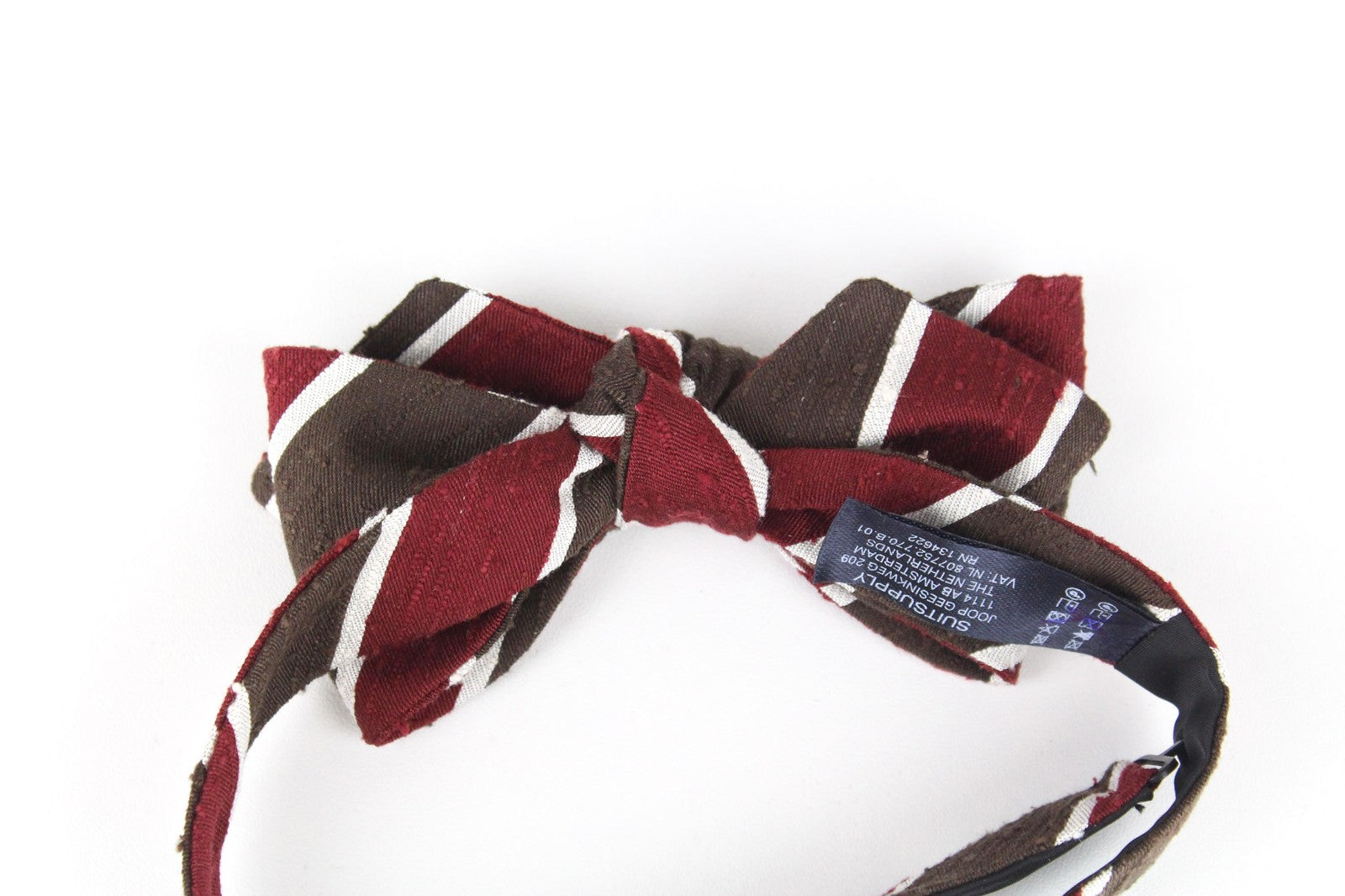 SUITSUPPLY Men's Tie One Size Brown Butterfly Stripe Silk Self-Tie Formal Bow