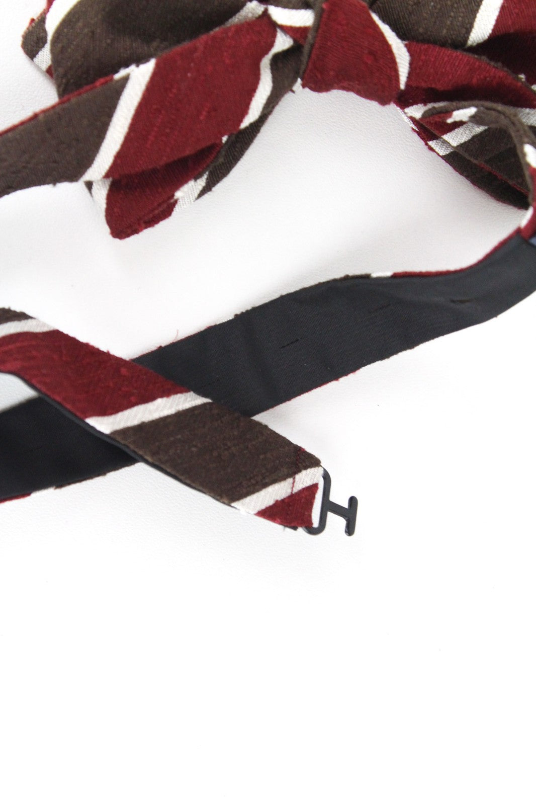 SUITSUPPLY Men's Tie One Size Brown Butterfly Stripe Silk Self-Tie Formal Bow