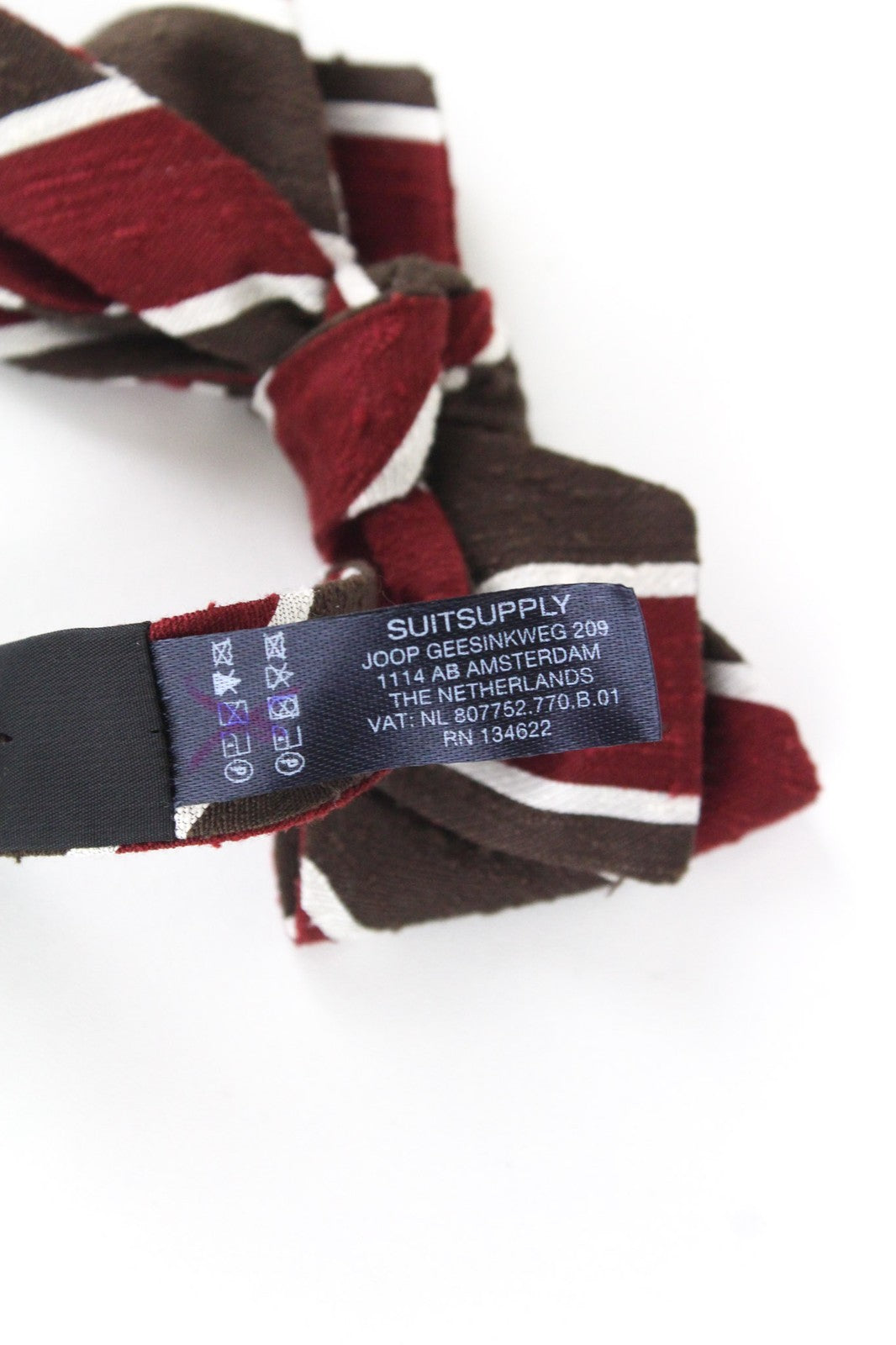 SUITSUPPLY Men's Tie One Size Brown Butterfly Stripe Silk Self-Tie Formal Bow