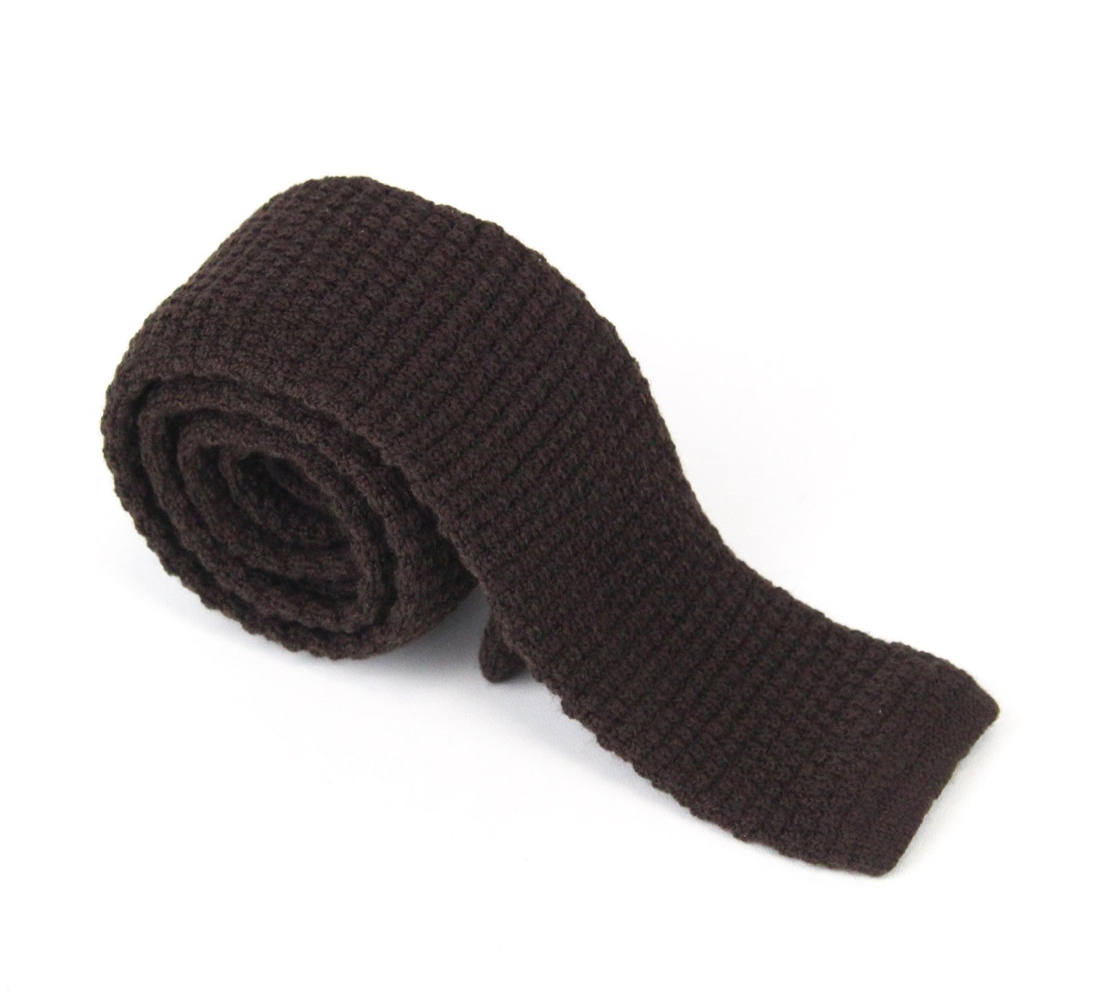 SUITSUPPLY Men's Tie ~150x6.5 cm Brown Knitted Skinny Pure Wool Textured Formal