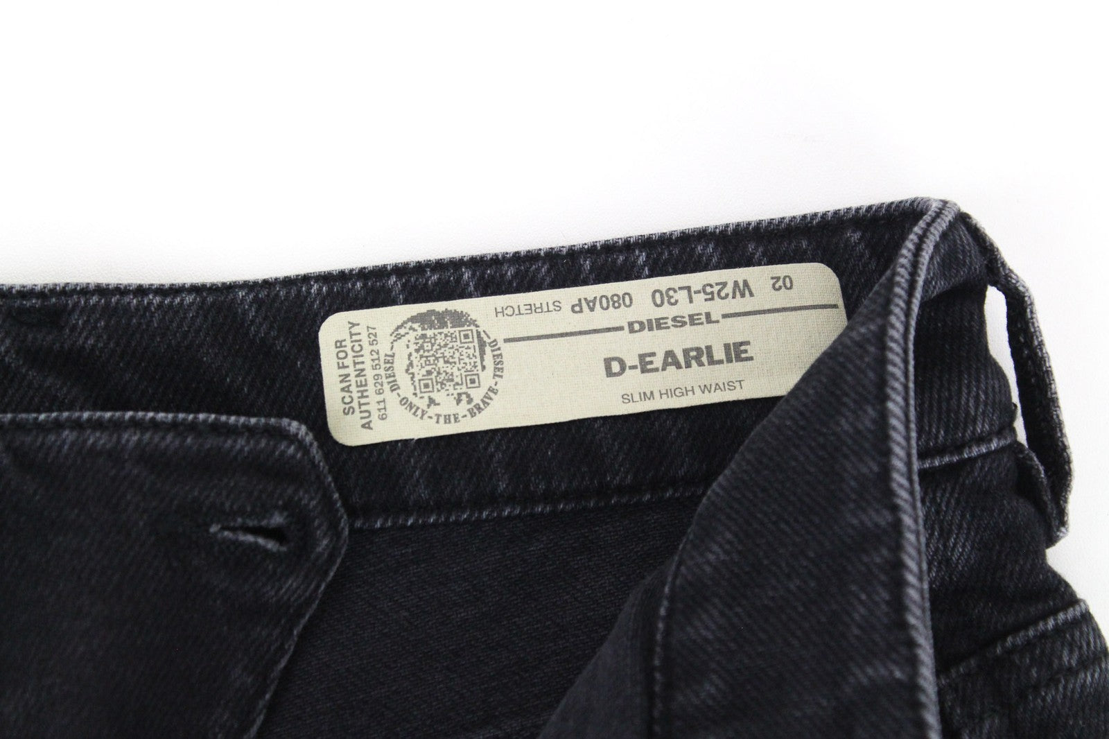 DIESEL D-Earlie 080AP Women's Jeans W25/L30 Black Stretch Slim Fit High Waist