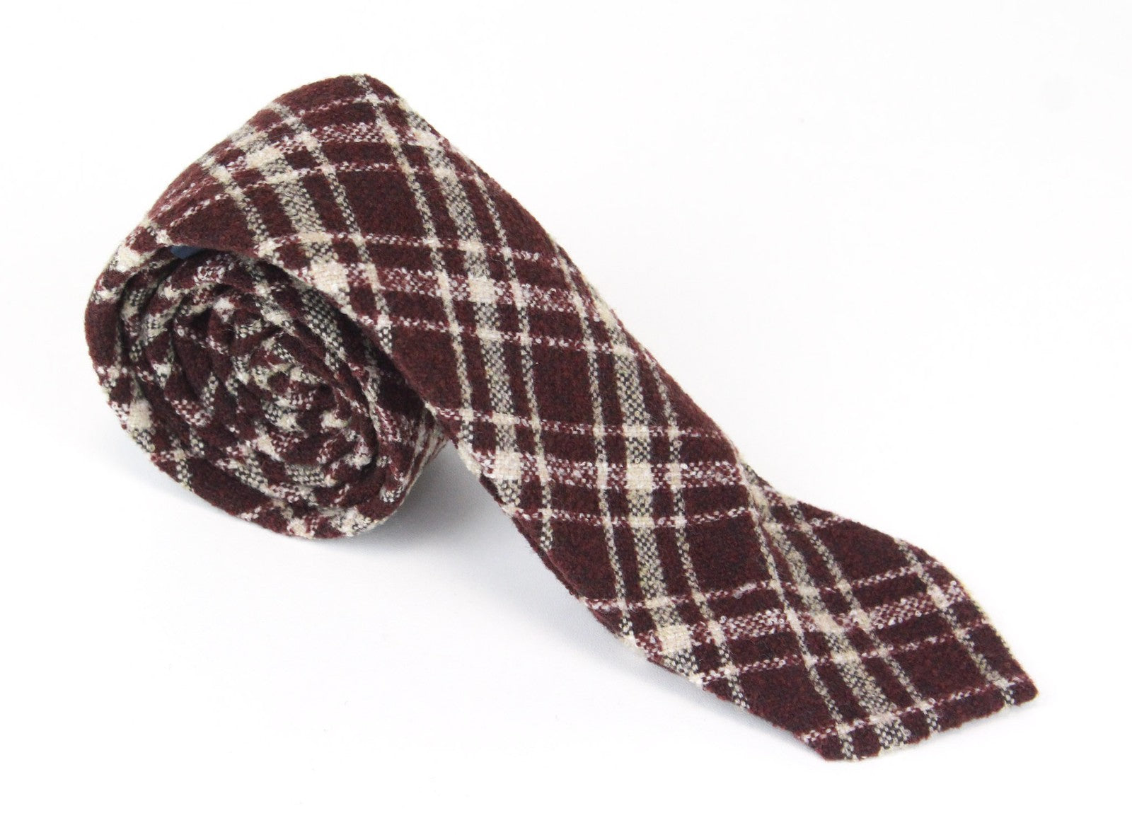 SUITSUPPLY Men's Tie ~150x8 cm Wine Red Knitted Plaid Check Wool Blend Formal
