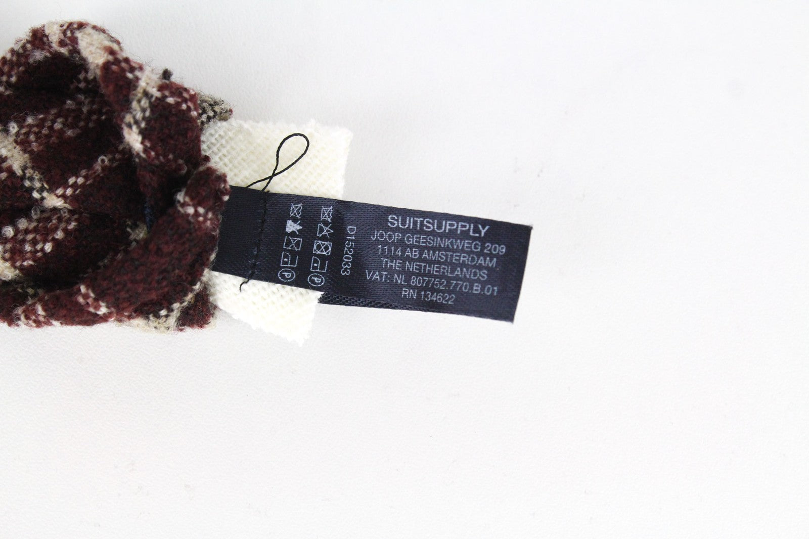 SUITSUPPLY Men's Tie ~150x8 cm Wine Red Knitted Plaid Check Wool Blend Formal