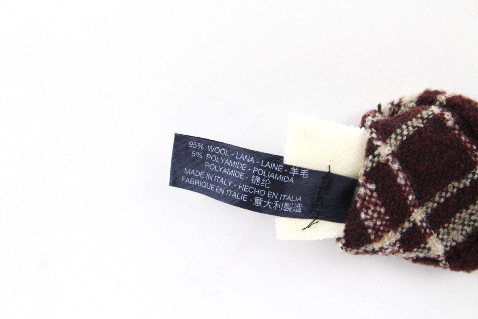 SUITSUPPLY Men's Tie ~150x8 cm Wine Red Knitted Plaid Check Wool Blend Formal