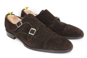 SUITSUPPLY Men's Shoes EU43 Dark Brown Suede Leather Double Buckle Low Top