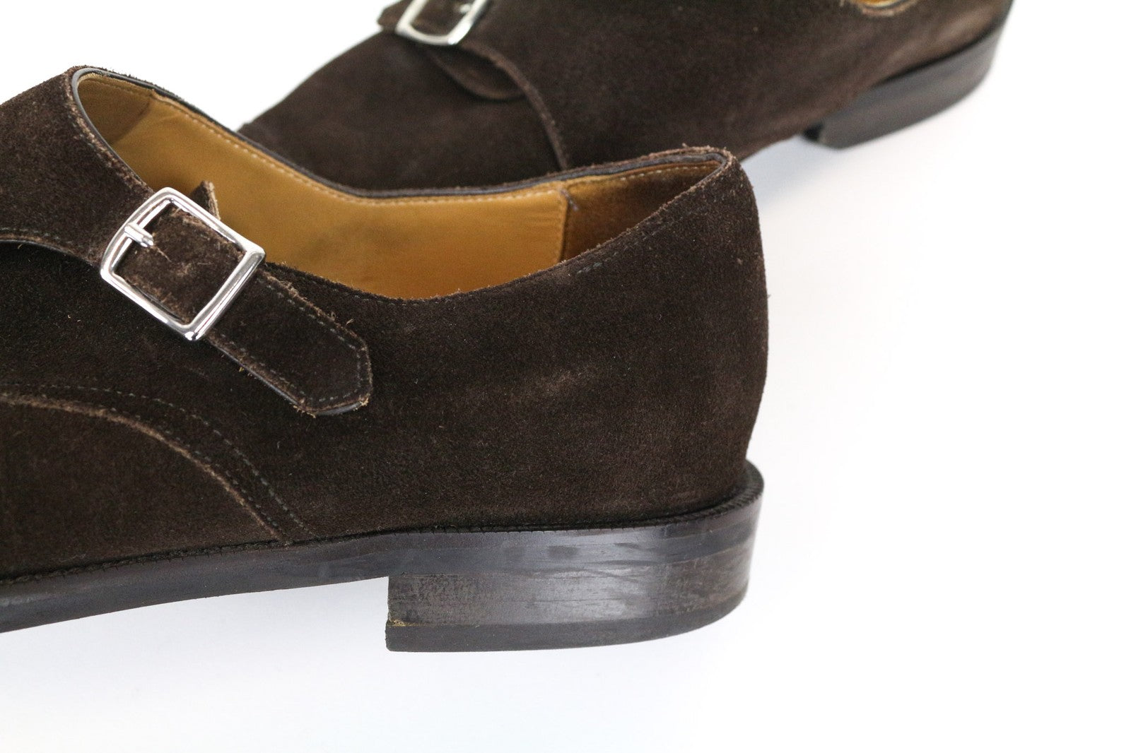 SUITSUPPLY Men's Shoes EU43 Dark Brown Suede Leather Double Buckle Low Top