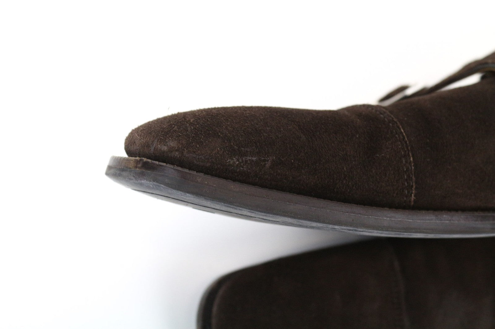 SUITSUPPLY Men's Shoes EU43 Dark Brown Suede Leather Double Buckle Low Top