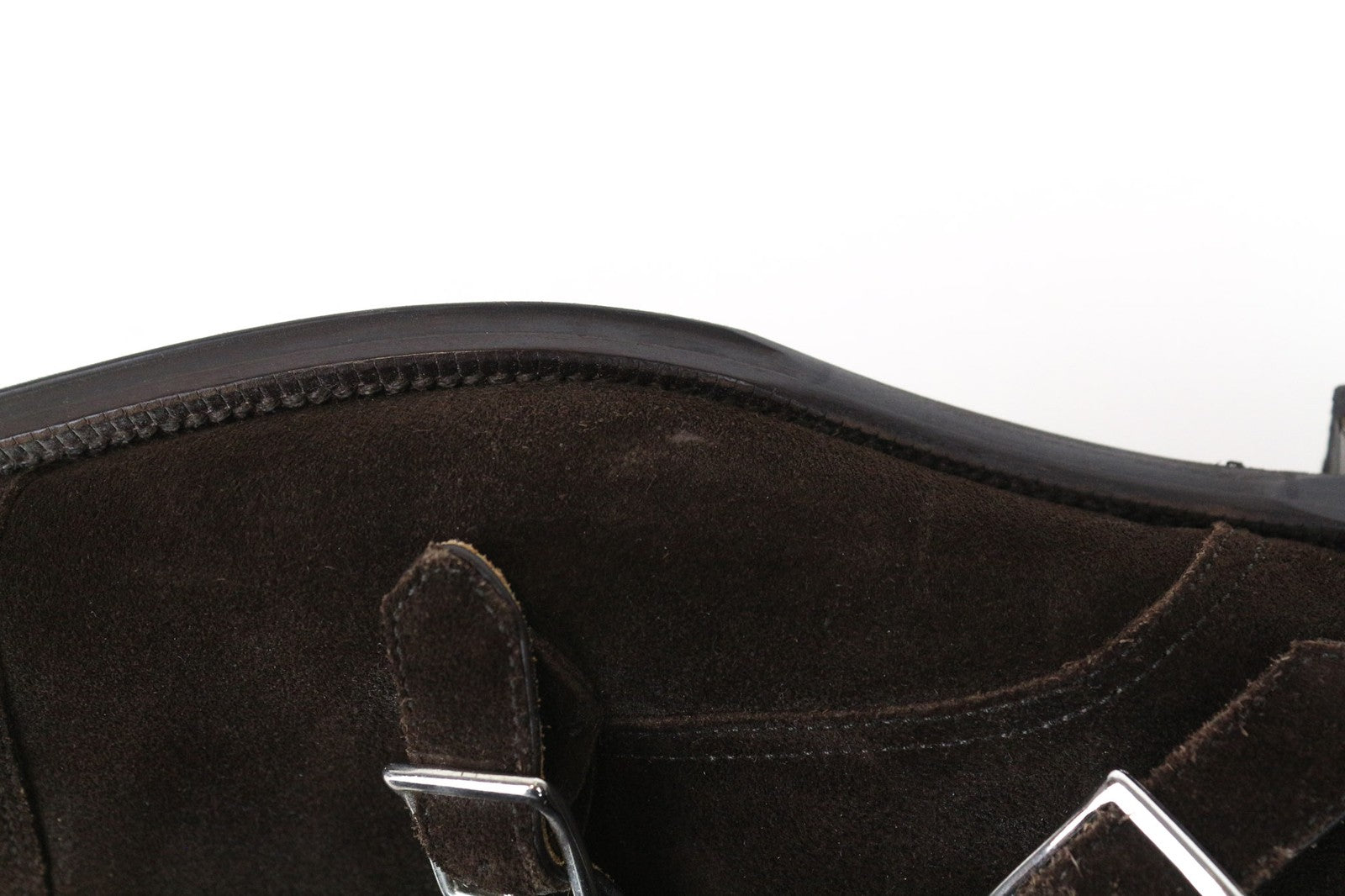 SUITSUPPLY Men's Shoes EU43 Dark Brown Suede Leather Double Buckle Low Top