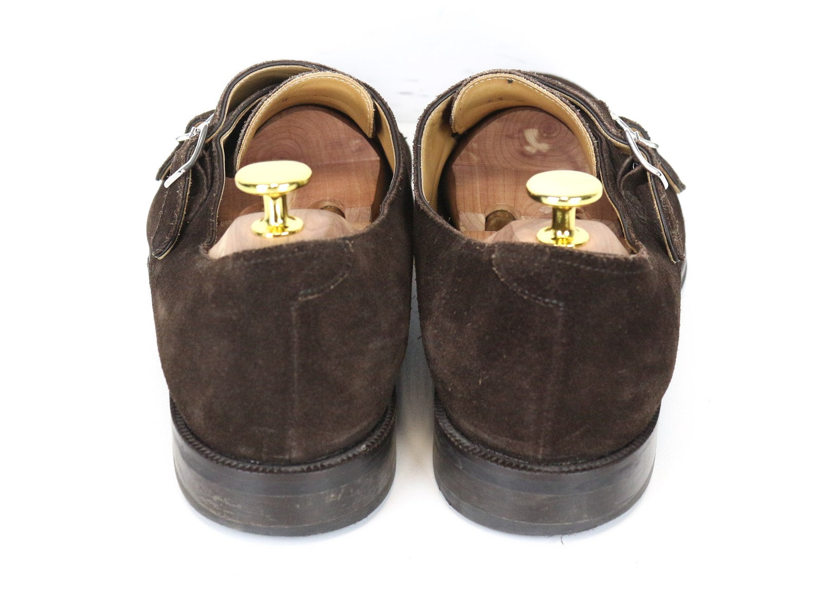 SUITSUPPLY Men's Shoes EU43 Dark Brown Suede Leather Double Buckle Low Top